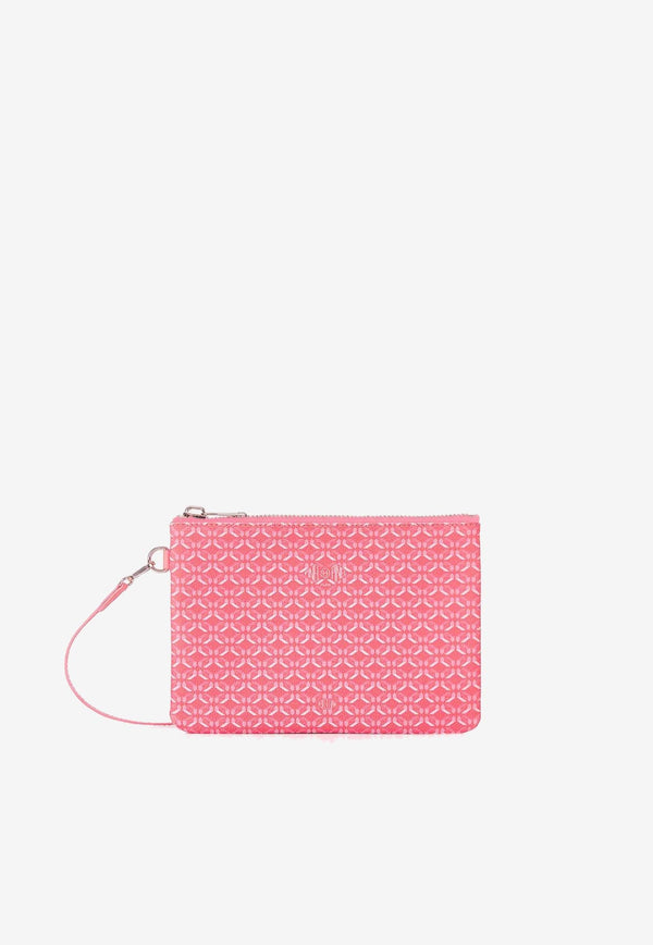 PINEL et PINEL Medium Dominik Coated Canvas Zip Pouch Pink A-22-06576_PINK