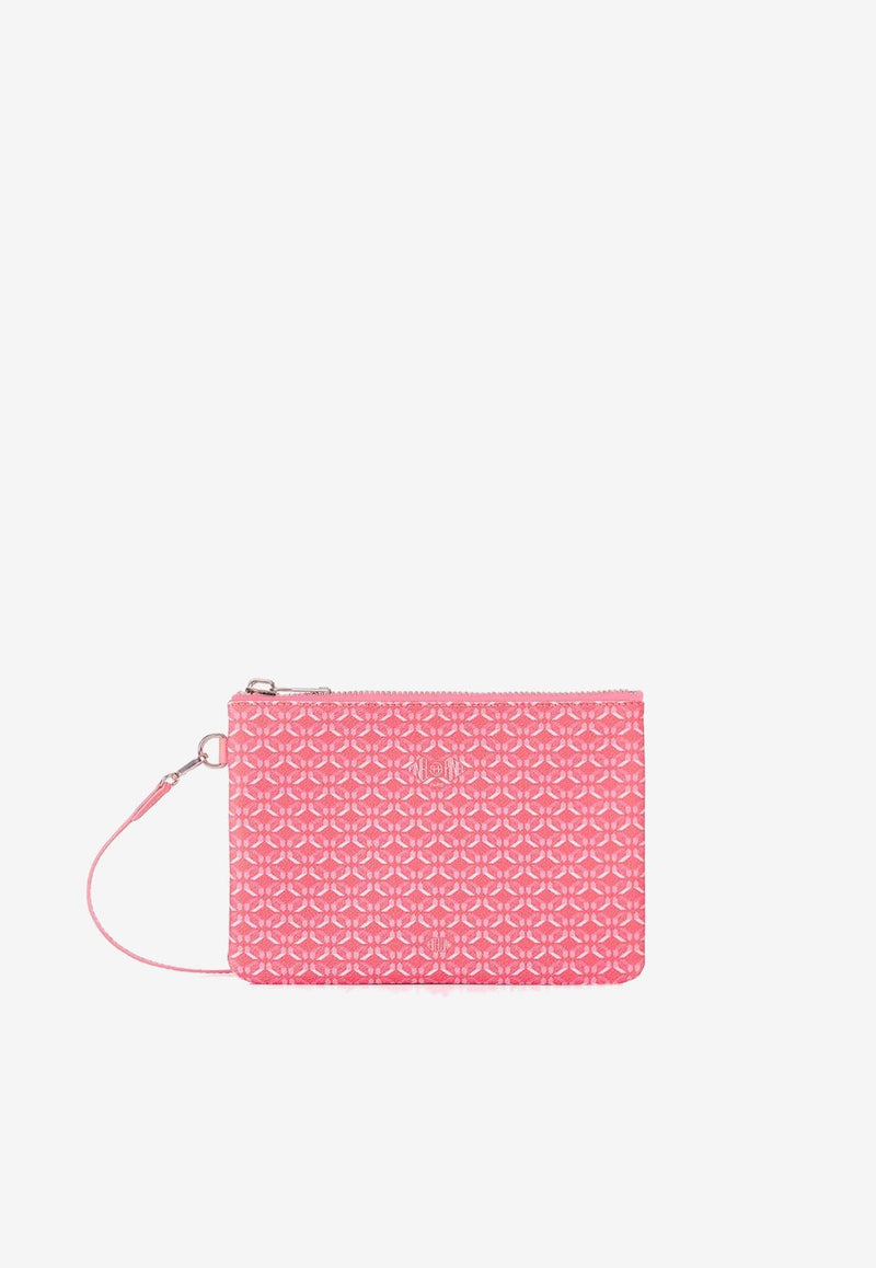PINEL et PINEL Medium Dominik Coated Canvas Zip Pouch Pink A-22-06576_PINK