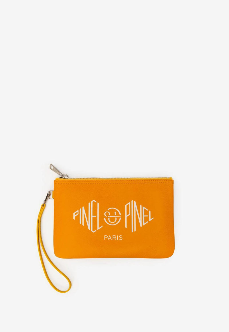 PINEL et PINEL Medium Dominik Calfskin Zip Pouch Orange A-22-06585_ORANGE