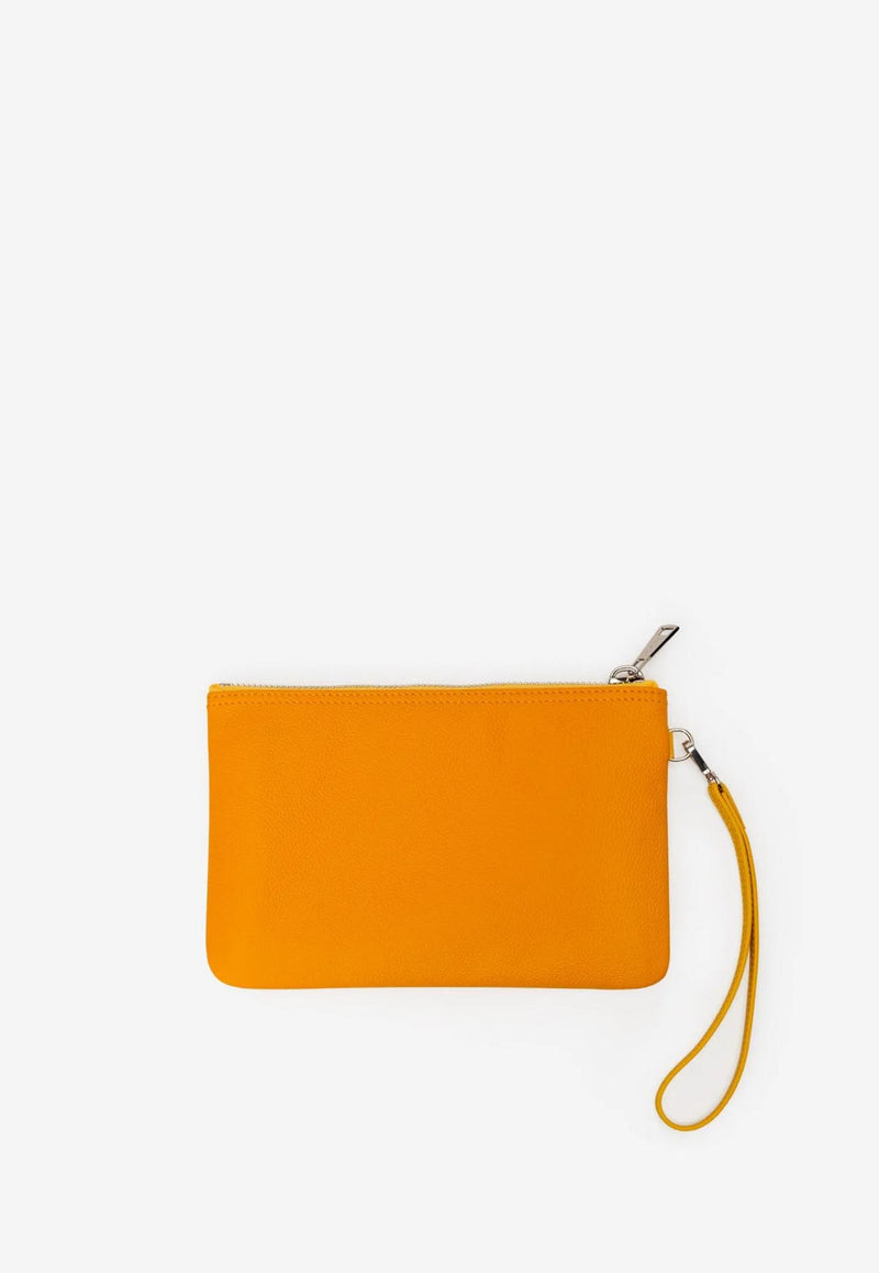 PINEL et PINEL Medium Dominik Calfskin Zip Pouch Orange A-22-06585_ORANGE