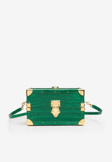 PINEL et PINEL Mini Malle Croc-Embossed Leather Crossbody Bag Emerald A-22-06620_EMERALD