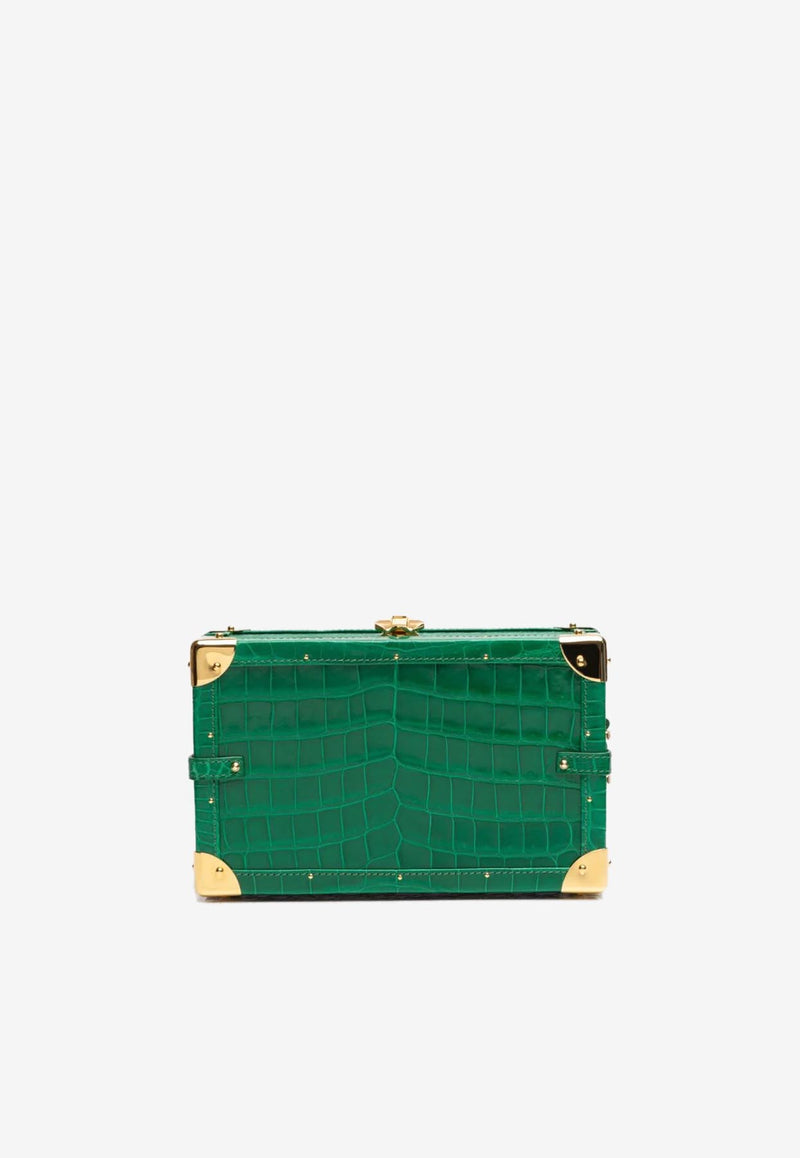 PINEL et PINEL Mini Malle Croc-Embossed Leather Crossbody Bag Emerald A-22-06620_EMERALD