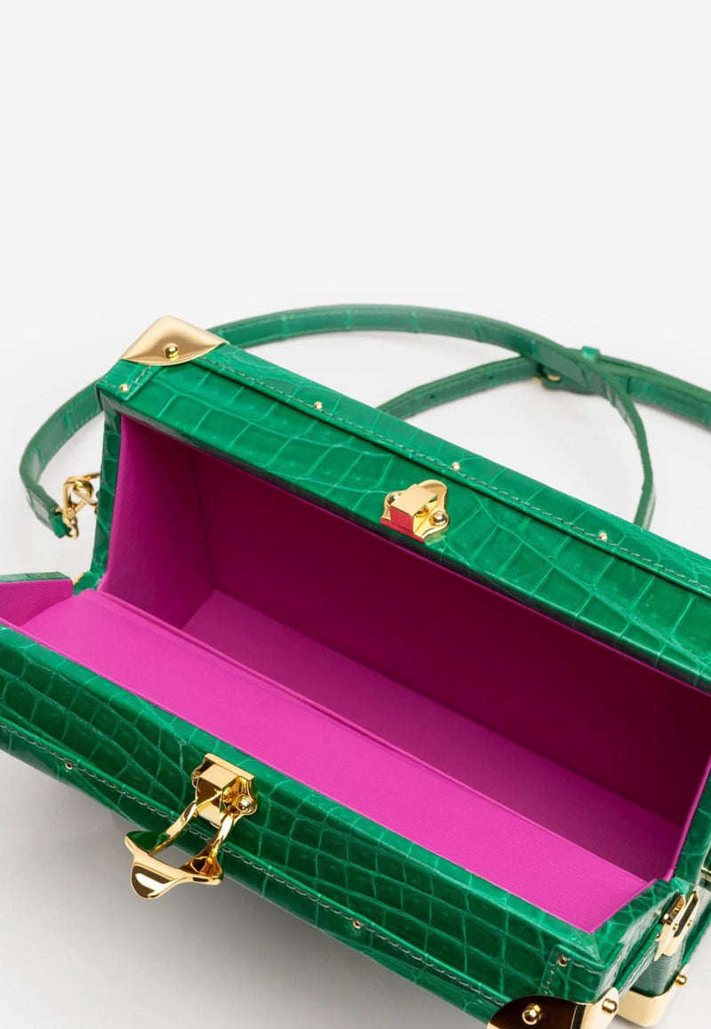 PINEL et PINEL Mini Malle Croc-Embossed Leather Crossbody Bag Emerald A-22-06620_EMERALD