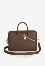 PINEL et PINEL Small Bombay Zip Taurillon Leather Briefcase Brown A-22-06647_BROWN