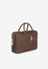PINEL et PINEL Small Bombay Zip Taurillon Leather Briefcase Brown A-22-06647_BROWN