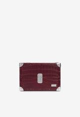 PINEL et PINEL Mini Malle Croc-Embossed Leather Cigar Humidor Burgundy A-22-06669_BURGUNDY