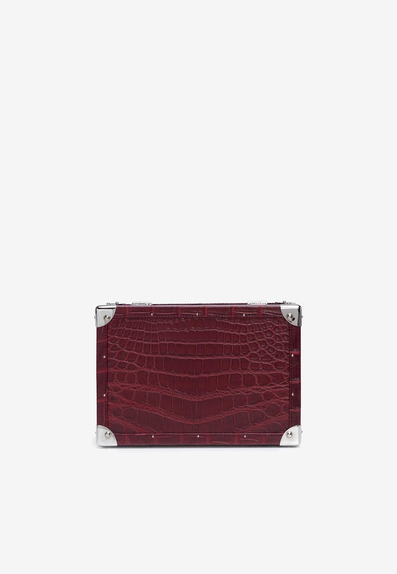 PINEL et PINEL Mini Malle Croc-Embossed Leather Cigar Humidor Burgundy A-22-06669_BURGUNDY