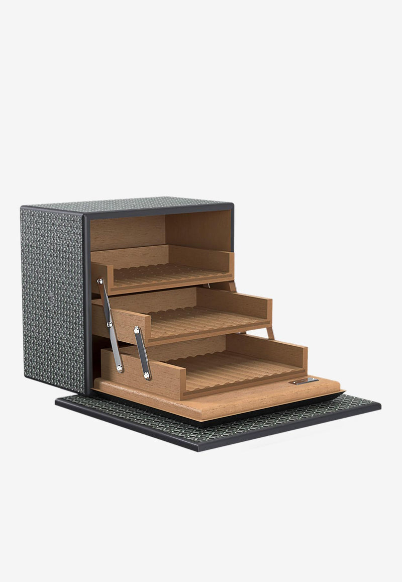 PINEL et PINEL Logo Monogram Cigar Humidor Black A-22-06673_BLACK