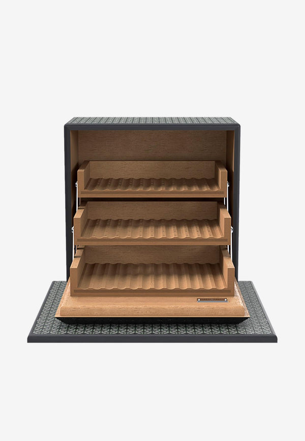 PINEL et PINEL Logo Monogram Cigar Humidor Black A-22-06673_BLACK