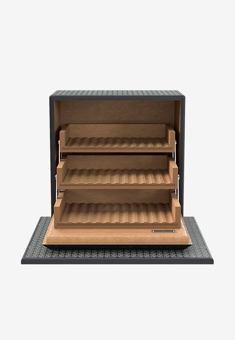 PINEL et PINEL Logo Monogram Cigar Humidor Black A-22-06673_BLACK