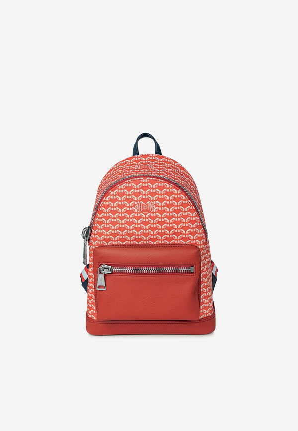 PINEL et PINEL Small Ginko Coated Canvas Backpack Red A-22-06717_RED