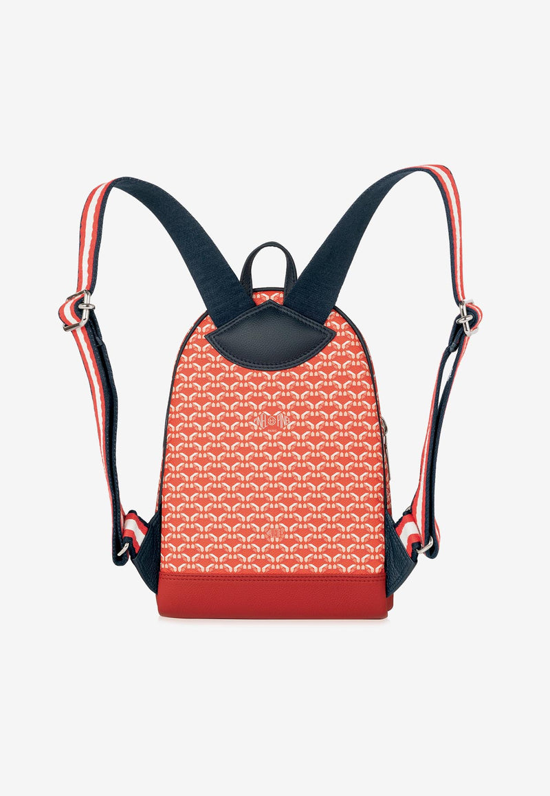 PINEL et PINEL Small Ginko Coated Canvas Backpack Red A-22-06717_RED