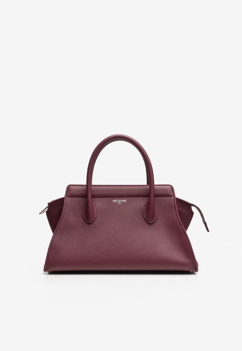 PINEL et PINEL Small Patti Taurillon Leather Top Handle Bag Bordeaux A-22-06722_PURPLE