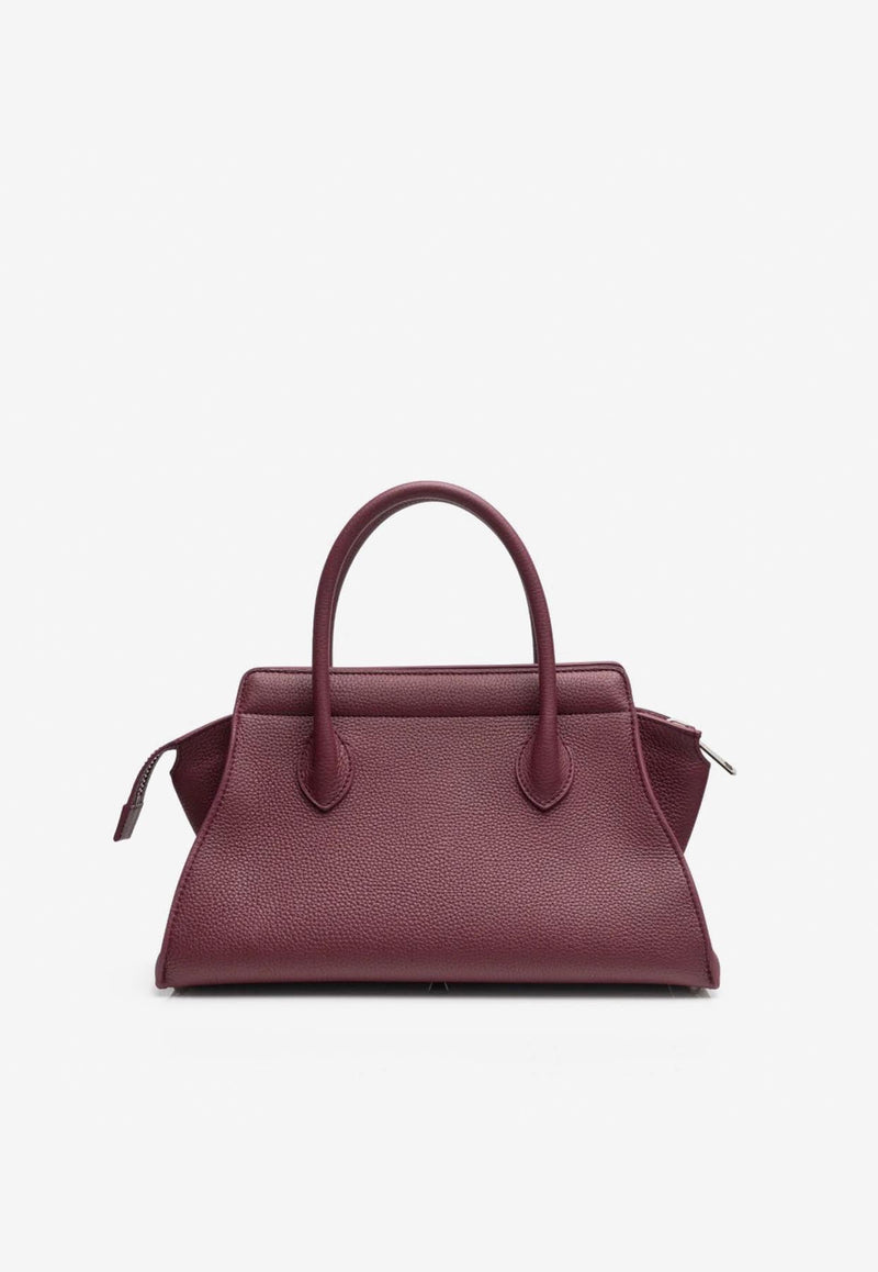 PINEL et PINEL Small Patti Taurillon Leather Top Handle Bag Bordeaux A-22-06722_PURPLE