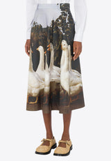 Moschino Printed Goose Midi Skirt Multicolor A0102 0553 1888