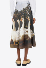 Moschino Printed Goose Midi Skirt Multicolor A0102 0553 1888