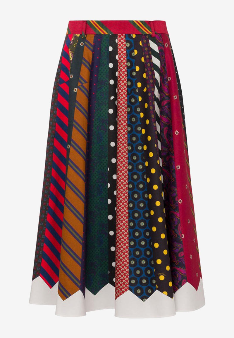 Moschino Ties Print Flared Midi Skirt Multicolor A0113 5553 1888