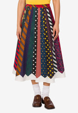 Moschino Ties Print Flared Midi Skirt Multicolor A0113 5553 1888