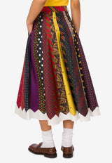 Moschino Ties Print Flared Midi Skirt Multicolor A0113 5553 1888