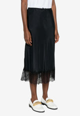 Moschino Lace-Trimmed Silk-Blend Midi Skirt Black A0125 545 555