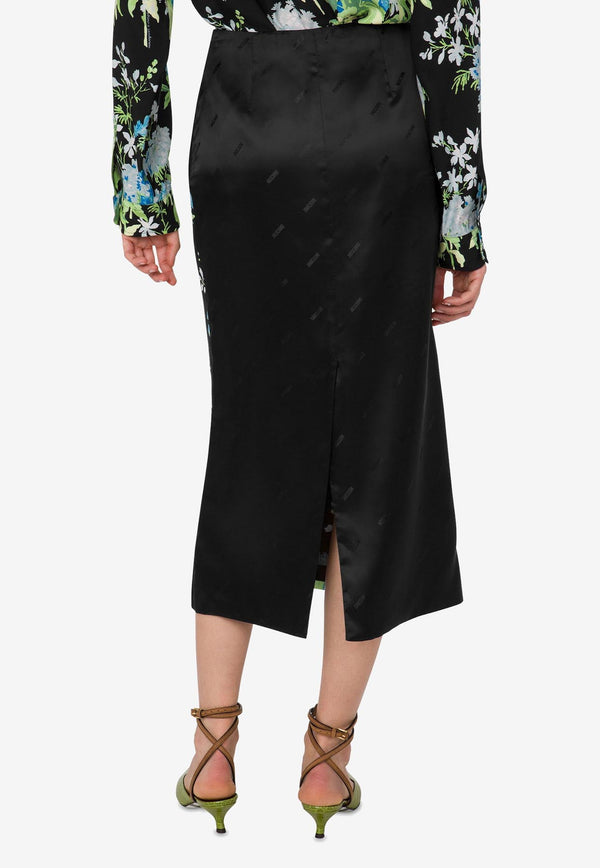 Moschino Floral Print Silk Satin Midi Skirt Multicolor A0128 5558 2555