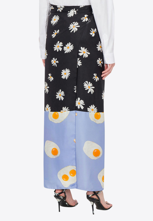 Moschino Patchwork Silk Twill Maxi Skirt Multicolor A0130 0567 2888