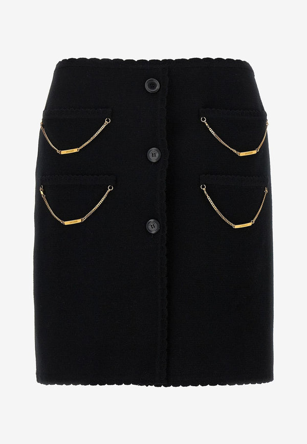 Moschino Wool Mini Chain Skirt Black A0180 5500 0555