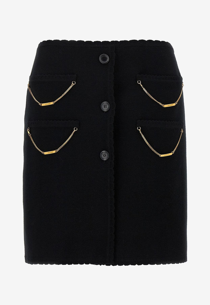 Moschino Wool Mini Chain Skirt Black A0180 5500 0555