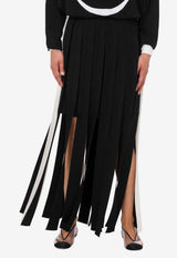 Moschino Fringed Wool Maxi Skirt Black A0185 500 1555