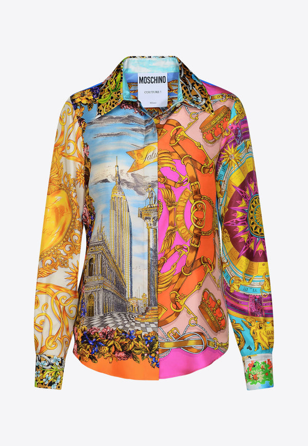 Moschino Scarf Print Silk Shirt A0201 0551 1888 Multicolor