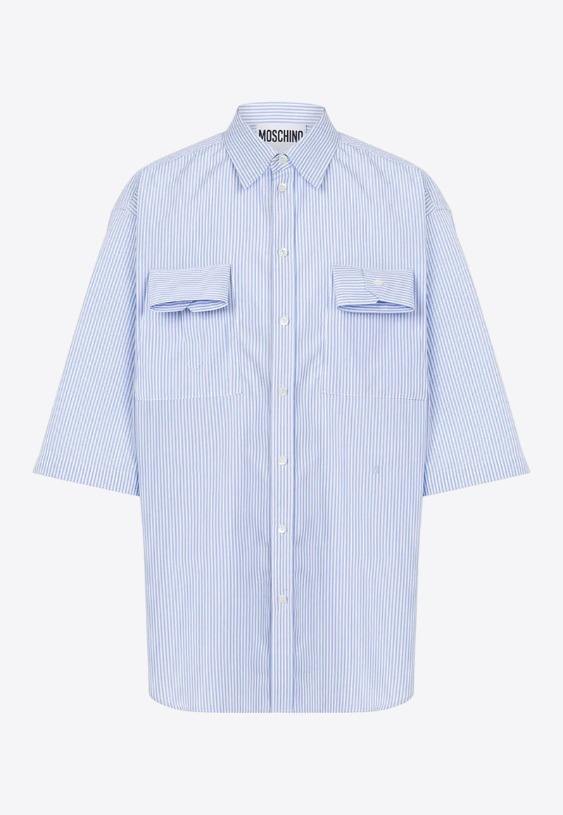 Moschino Striped Buttoned Shirt Light Blue A0203 0232 2303