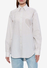 Moschino Plaid Check Long-Sleeved Shirt with Heart-Patch White A0205 536 3481