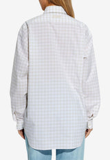 Moschino Plaid Check Long-Sleeved Shirt with Heart-Patch White A0205 536 3481