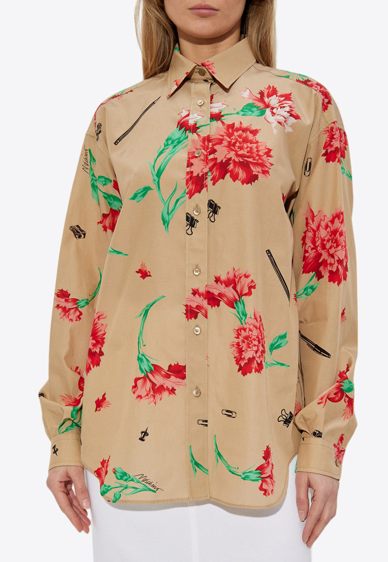 Moschino Floral Print Buttoned Shirt Beige A0209 0563 1081