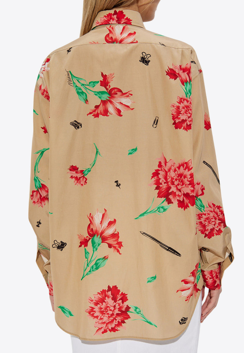 Moschino Floral Print Buttoned Shirt Beige A0209 0563 1081