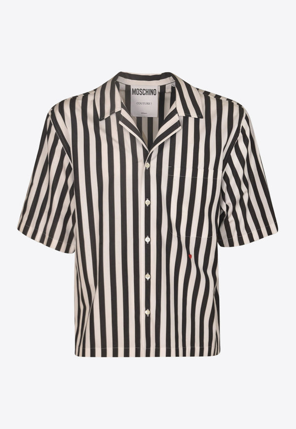 Moschino Striped Short-Sleeved Shirt A0211 0236 2555 Monochrome