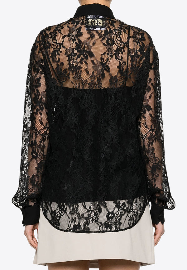 Moschino Lace Long-Sleeved Shirt A0214 0461 4555 Black