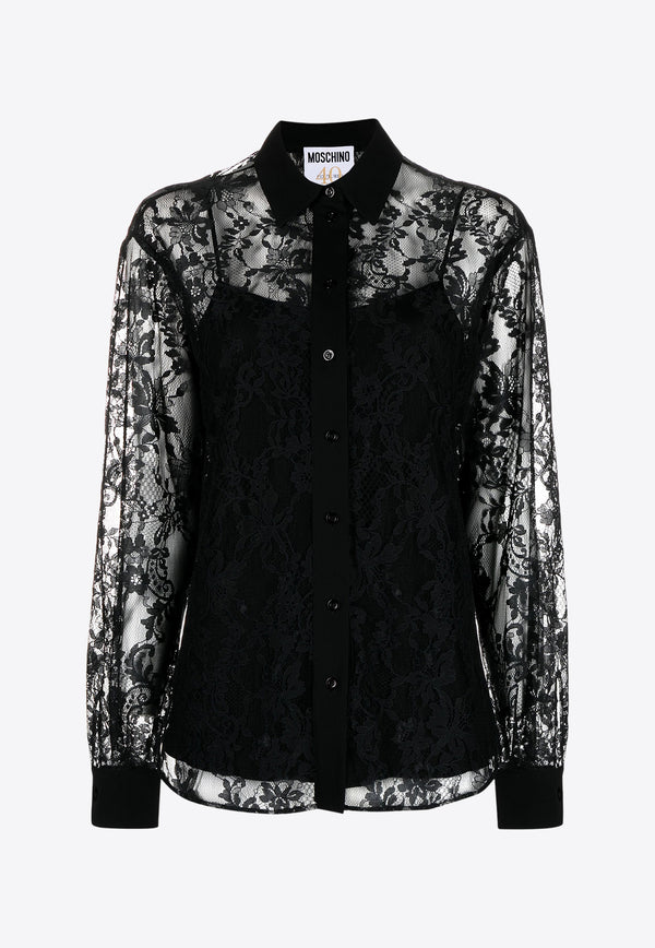 Moschino Lace Long-Sleeved Shirt A0214 0461 4555 Black
