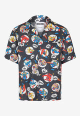 Moschino Short-Sleeved Graphic Silk Shirt Multicolor A0216 7058 1888