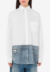 Moschino Denim Print Poplin Shirt White A0218 531 1001