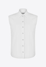 Moschino Pleated Sleeveless Shirt A0220 0430 0001 White