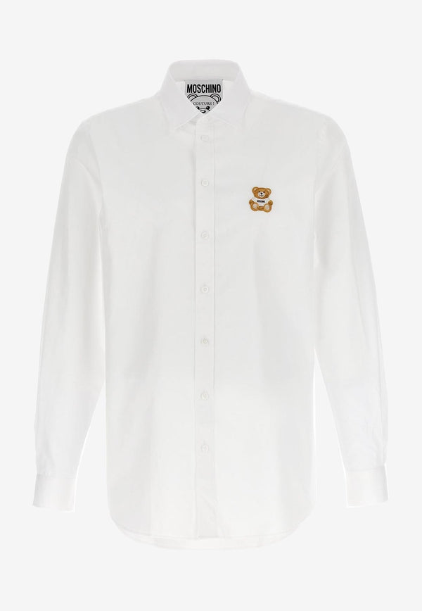 Moschino Teddy Logo Long-Sleeved Shirt White A0221 7035 1001