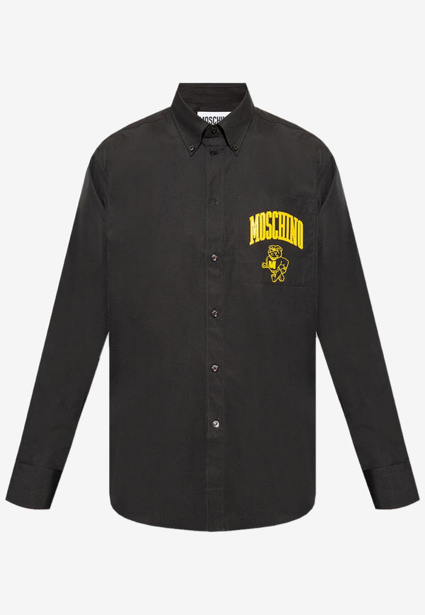 Moschino Logo-Print Button Down Shirt Black A0223 7035 1