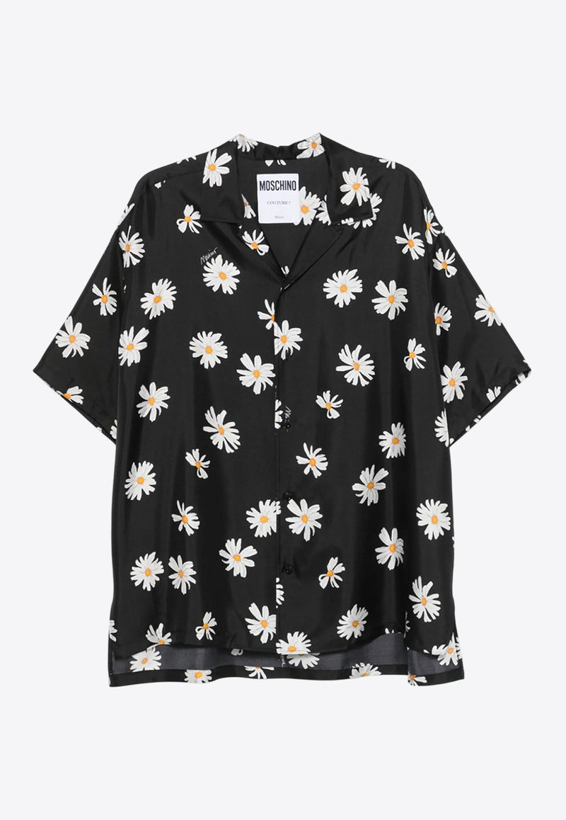 Moschino All-Over Daisy Print Bowling Shirt Black A0226 0261 1555