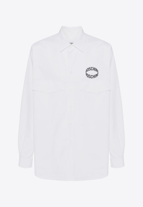 Moschino Logo Print Long-Sleeved Shirt A0227 2035 1001 White