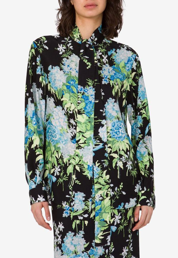 Moschino Floral Print Silk Satin Blouse Multicolor A0229 5558 1555