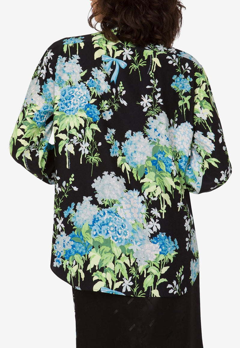 Moschino Floral Print Silk Satin Blouse Multicolor A0229 5558 1555