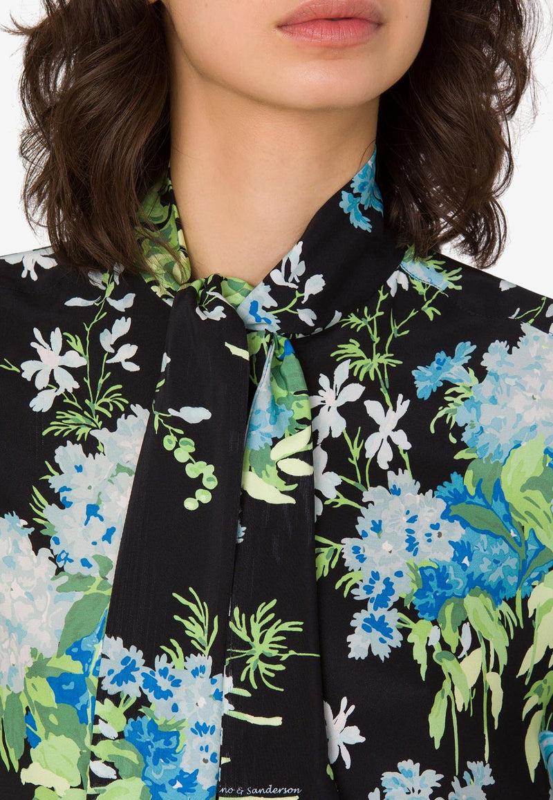 Moschino Floral Print Silk Satin Blouse Multicolor A0229 5558 1555