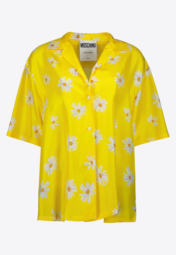 Moschino All-Over Daisy Print Silk Twill Shirt Yellow A0232 0561 1024