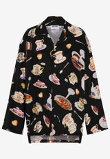 Moschino Tea Time Printed Silk Satin Shirt Multicolor A0236 5559 1555